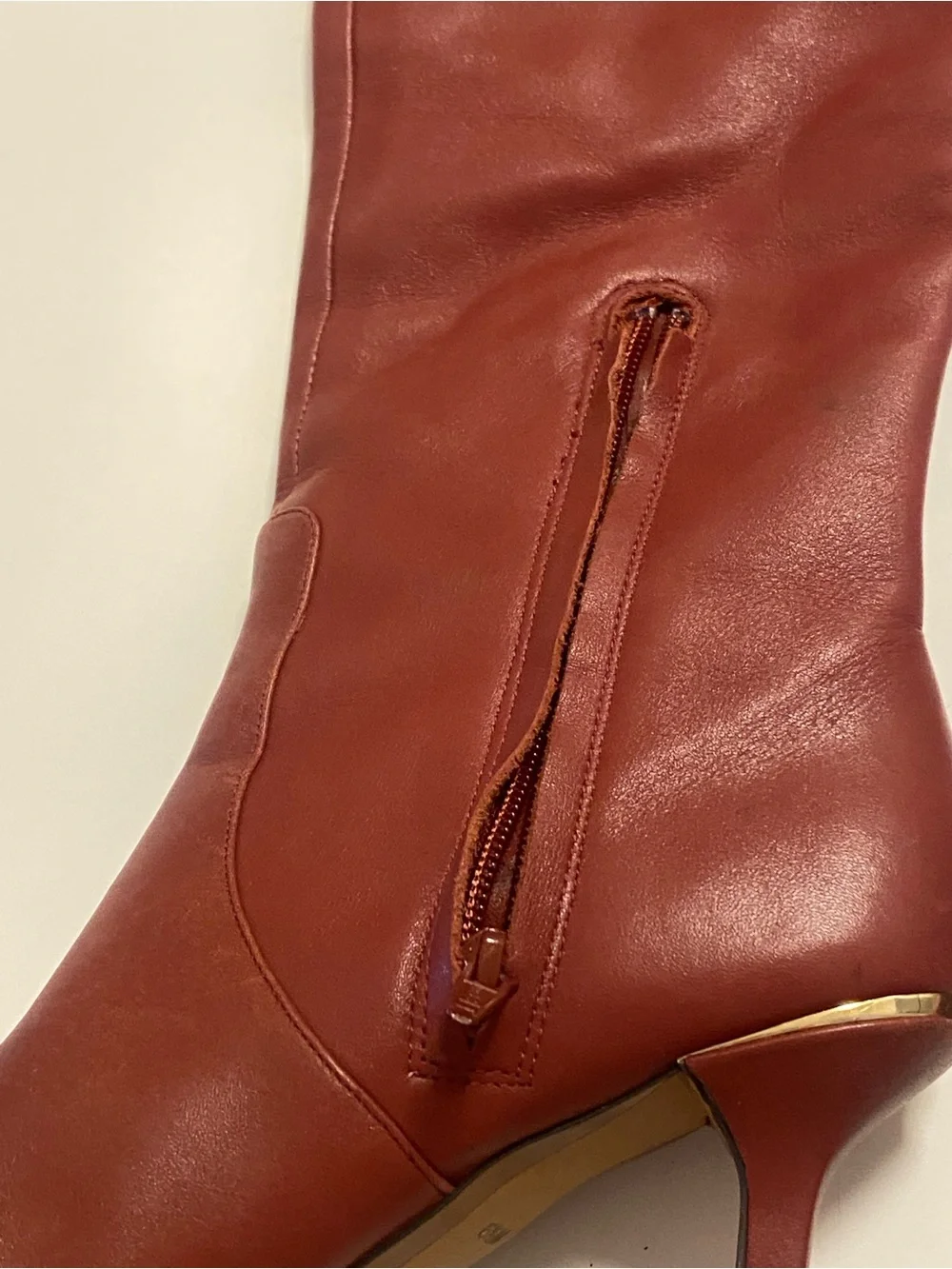 Michael Kors MK Pointed Toe Mid-Calf Leather Boots in Burgundy 6.5